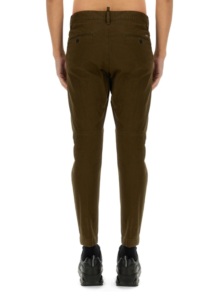Dsquared2 Olive Cotton Blend Cargo Trousers In Brown