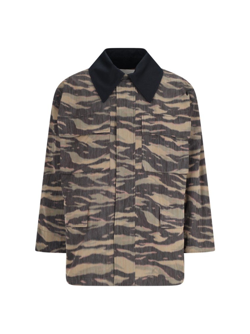 Jil Sander Camouflage Print Pointed Collar Long Sleeve Jacket