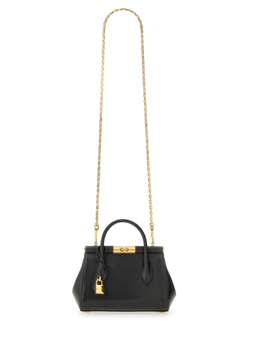 Dolce & Gabbana Marlene Small Leather Top-handle Bag With Chain Strap In Black