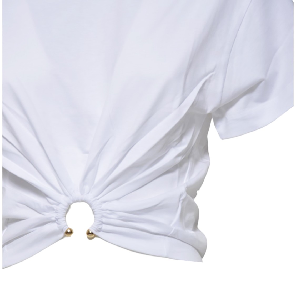 Shop Rabanne White Cotton Piercing Cropped T-shirt