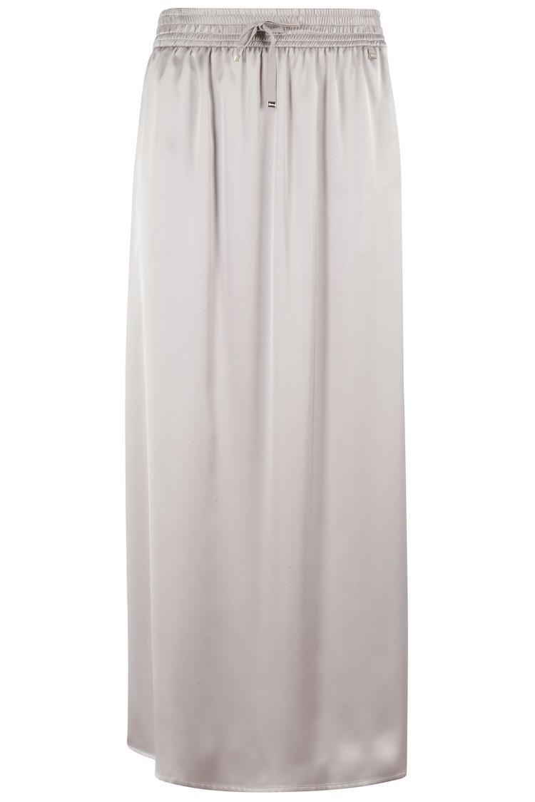 Herno Satin Finish Skirt With Drawstring Waist And Side Slits In Neutrals