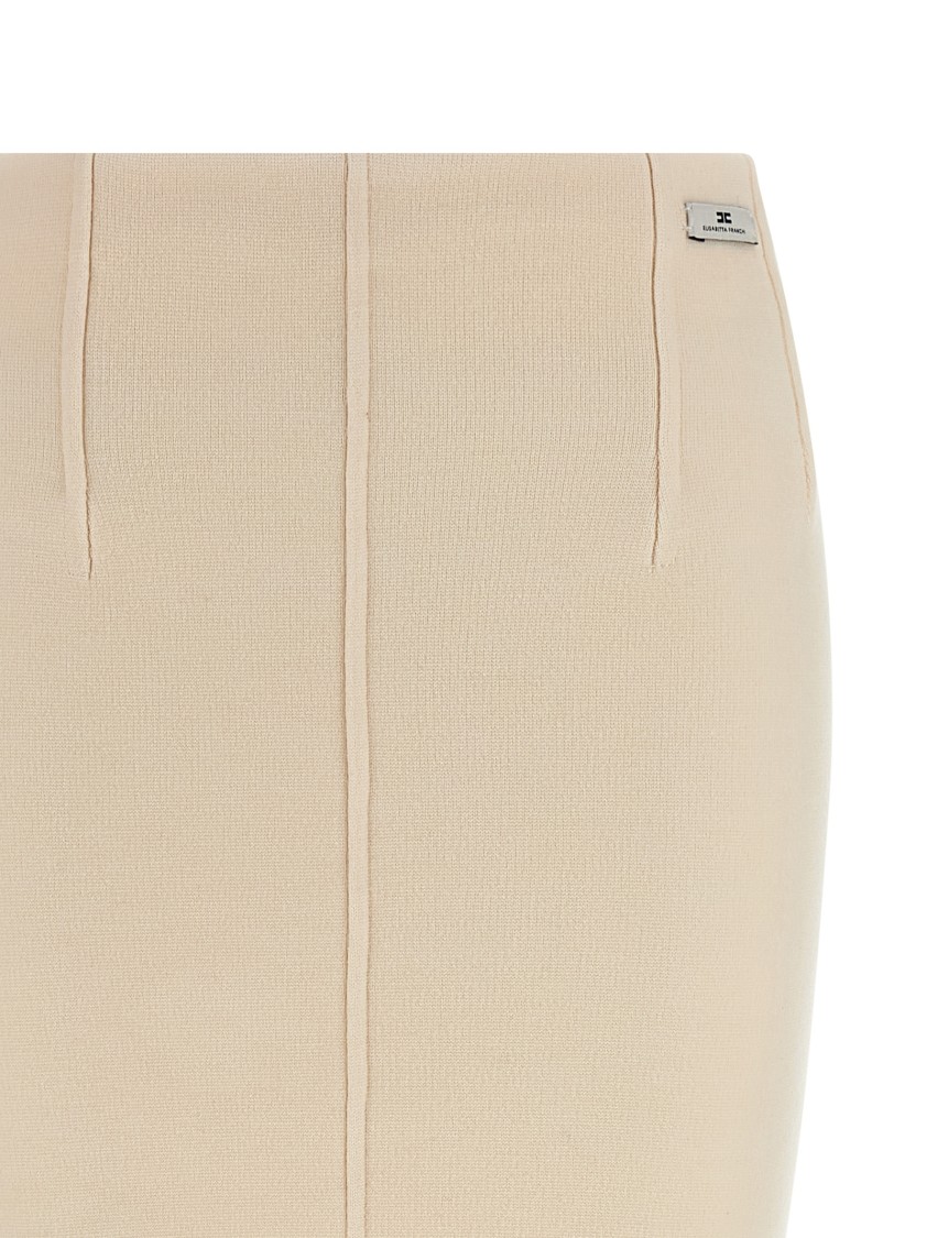 Elisabetta Franchi Fabric Stitch Wool Skirt Skirts White In Gold