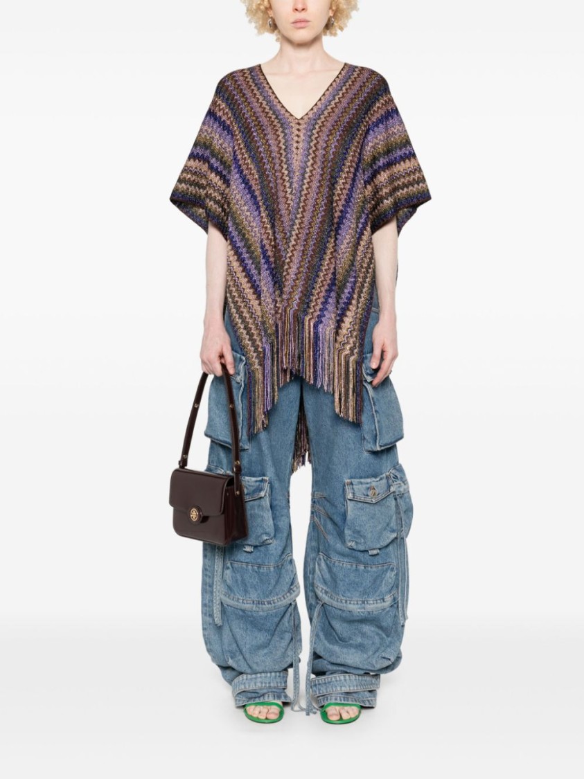 Shop Missoni Multicolour Viscose Poncho In Multicolor