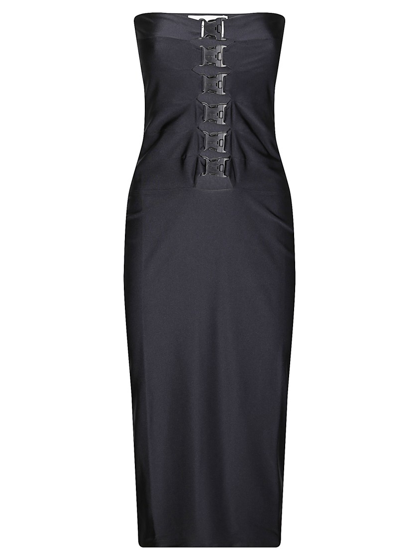 Coperni Technical Buckle Jersey Dress In Black