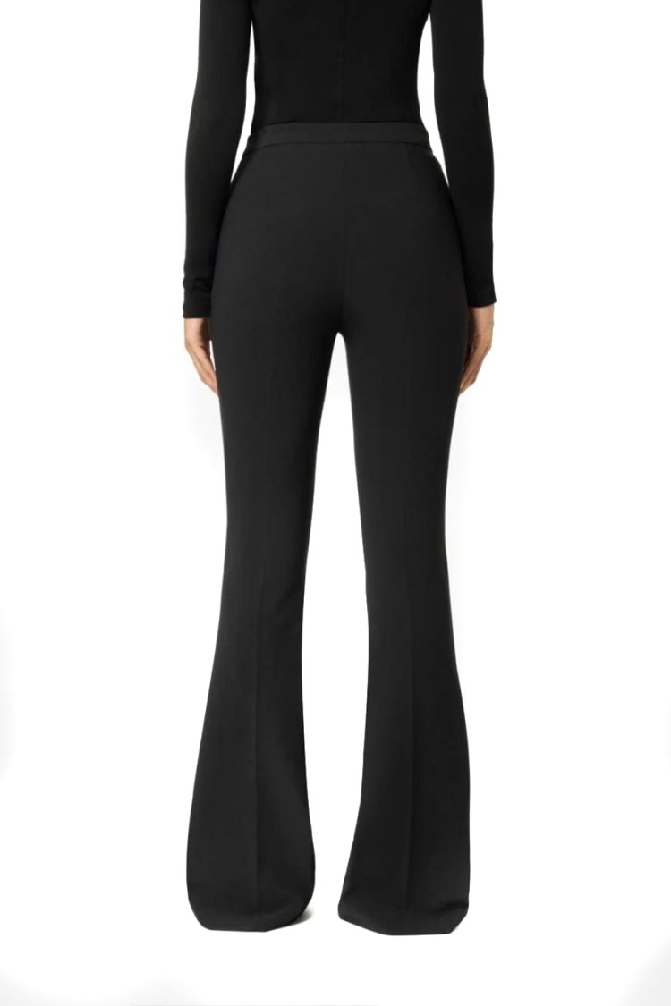 ELISABETTA FRANCHI ELISABETTA FRANCHI FLARED BLACK TROUSERS WITH DECORATIVE GOLD WAISTBAND