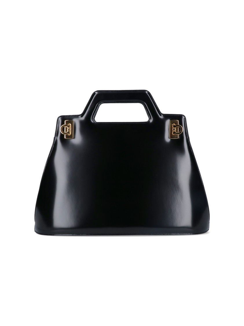 Ferragamo "wanda" Black Leather Handbag