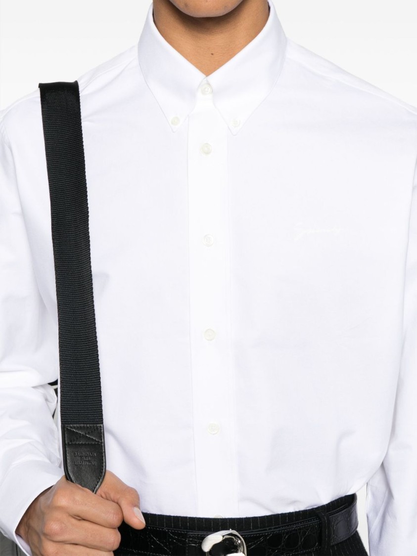 Givenchy Classic White Shirt With Button-down Collar And Curved Hem