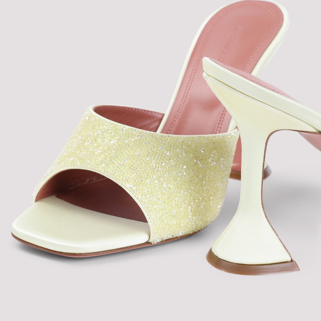 Shop Amina Muaddi Lupita Crystal Dust 95 Sandals In Neutrals
