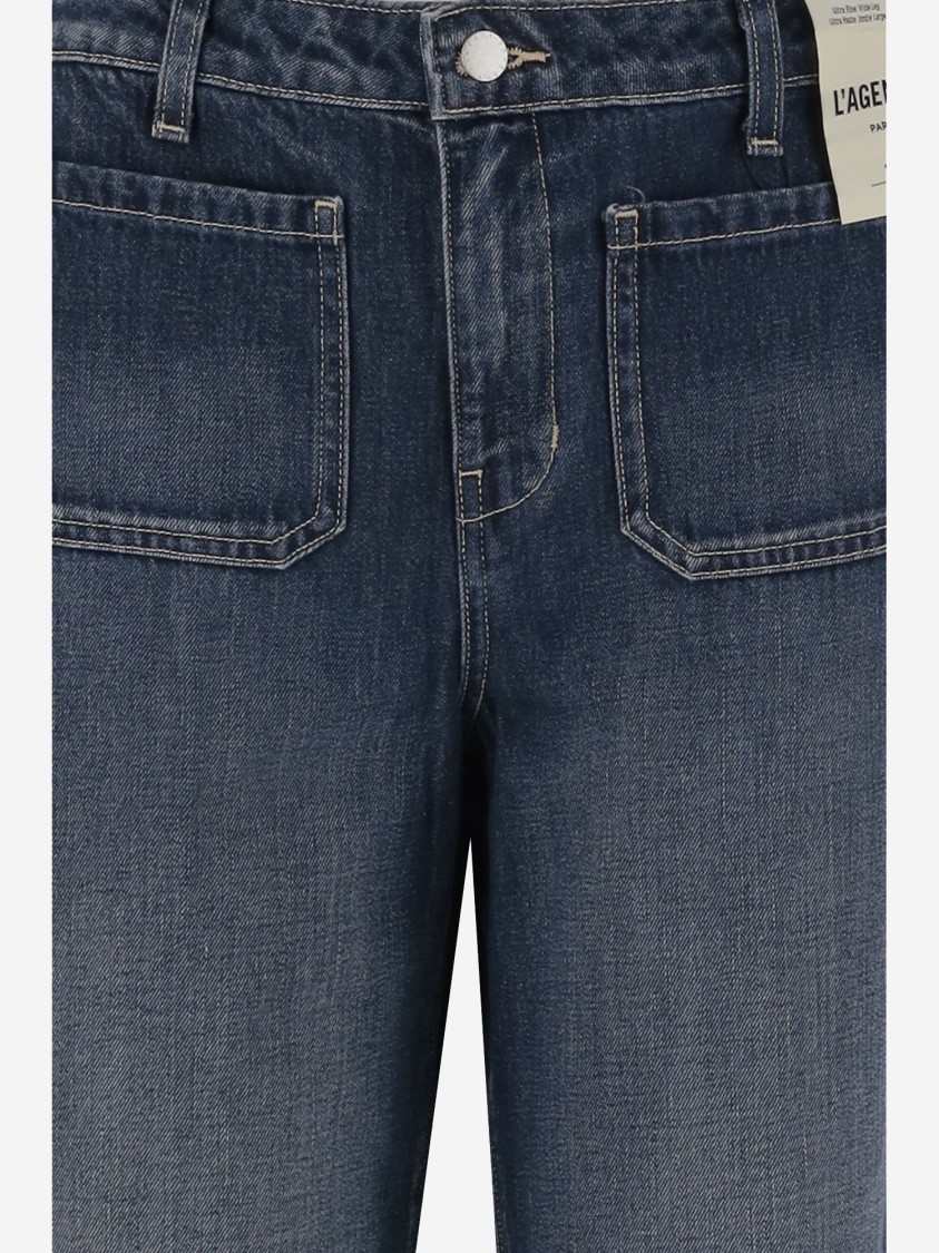 L Agence L'agence Relaxed-fit Dark Grey Cotton Jeans With Washed Effect