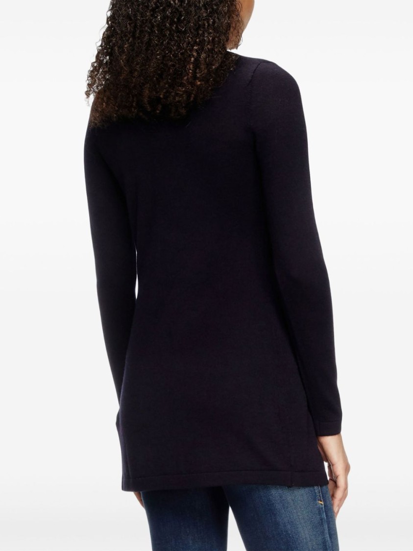 Diesel Deep V-neck Black Sweater With Twist Detail In Black