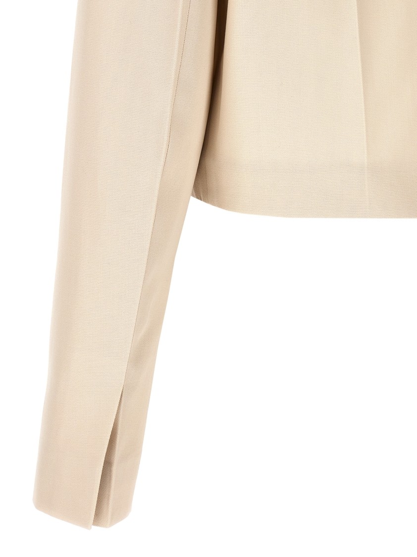 Fendi Collared Structured Cropped Jacket Detail In Neutral