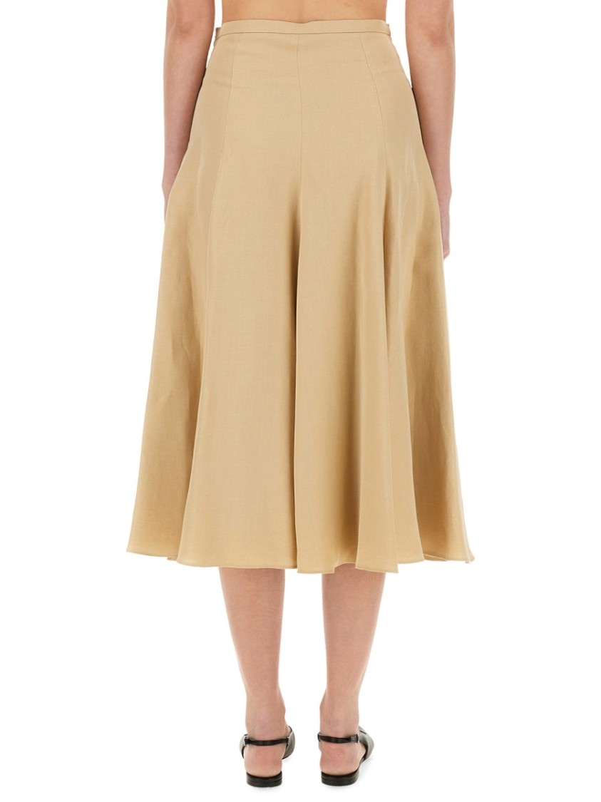 Fabiana Filippi Viscose Linen Flared Skirt In Sabbia In Brown