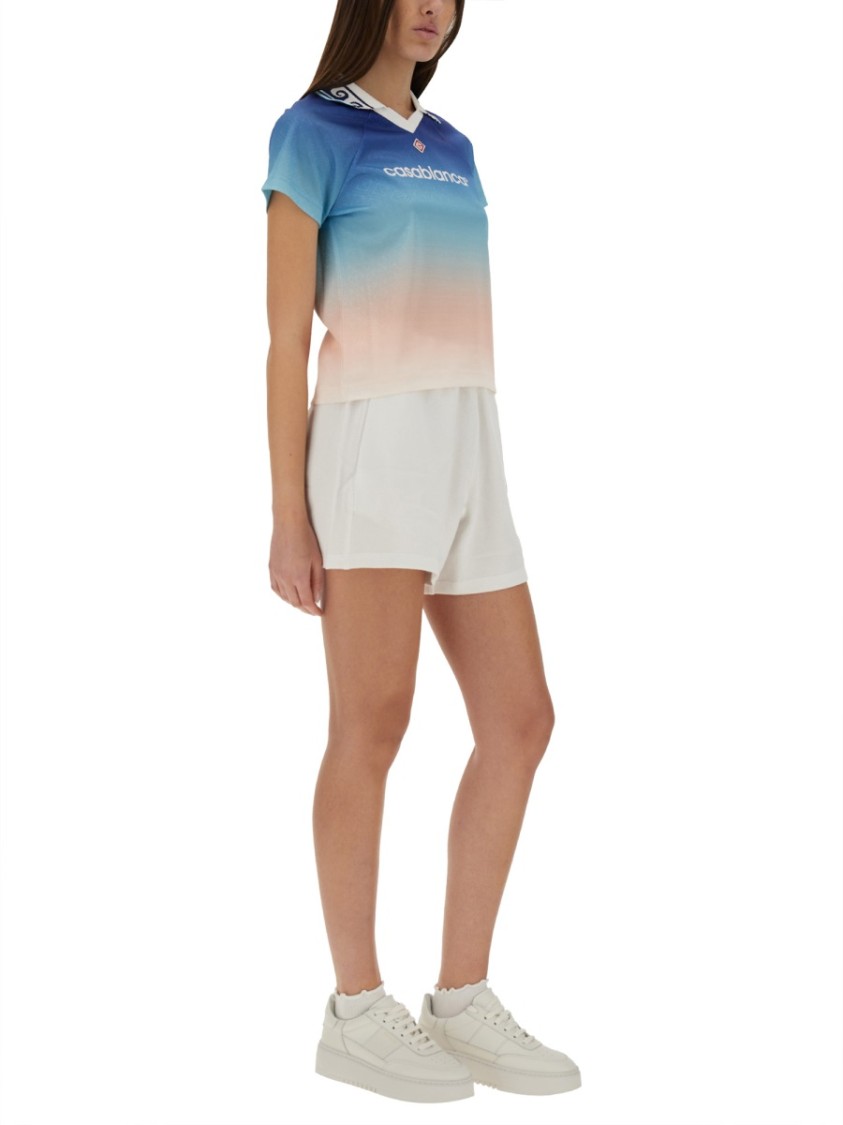 Shop Casablanca "jacquard Monogram Football" T-shirt In Multicolor