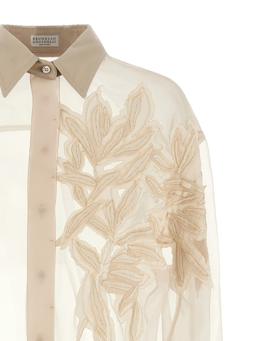 Brunello Cucinelli 'flora Appliqué' Shirt In White