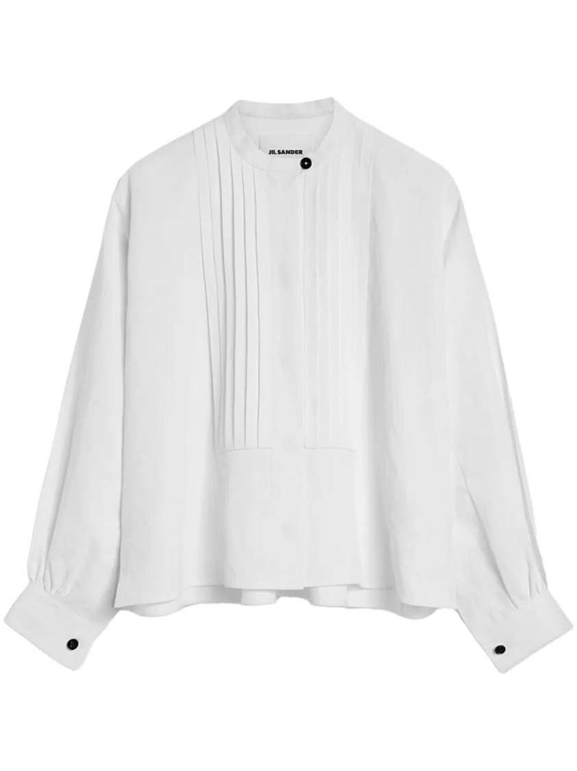Shop Jil Sander Relaxed-fit Linen Top With High Neckline