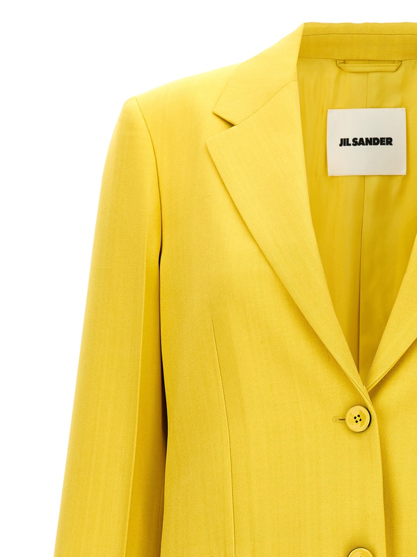Jil Sander Tailored Blazer With Flap Pockets And Vent In Gold