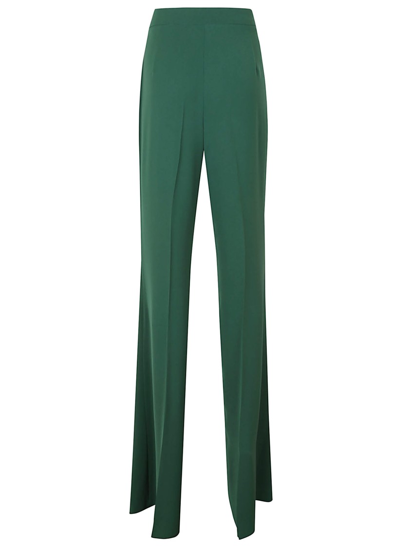 Max Mara Flared Leg Trousers With Polished Finish In Gray