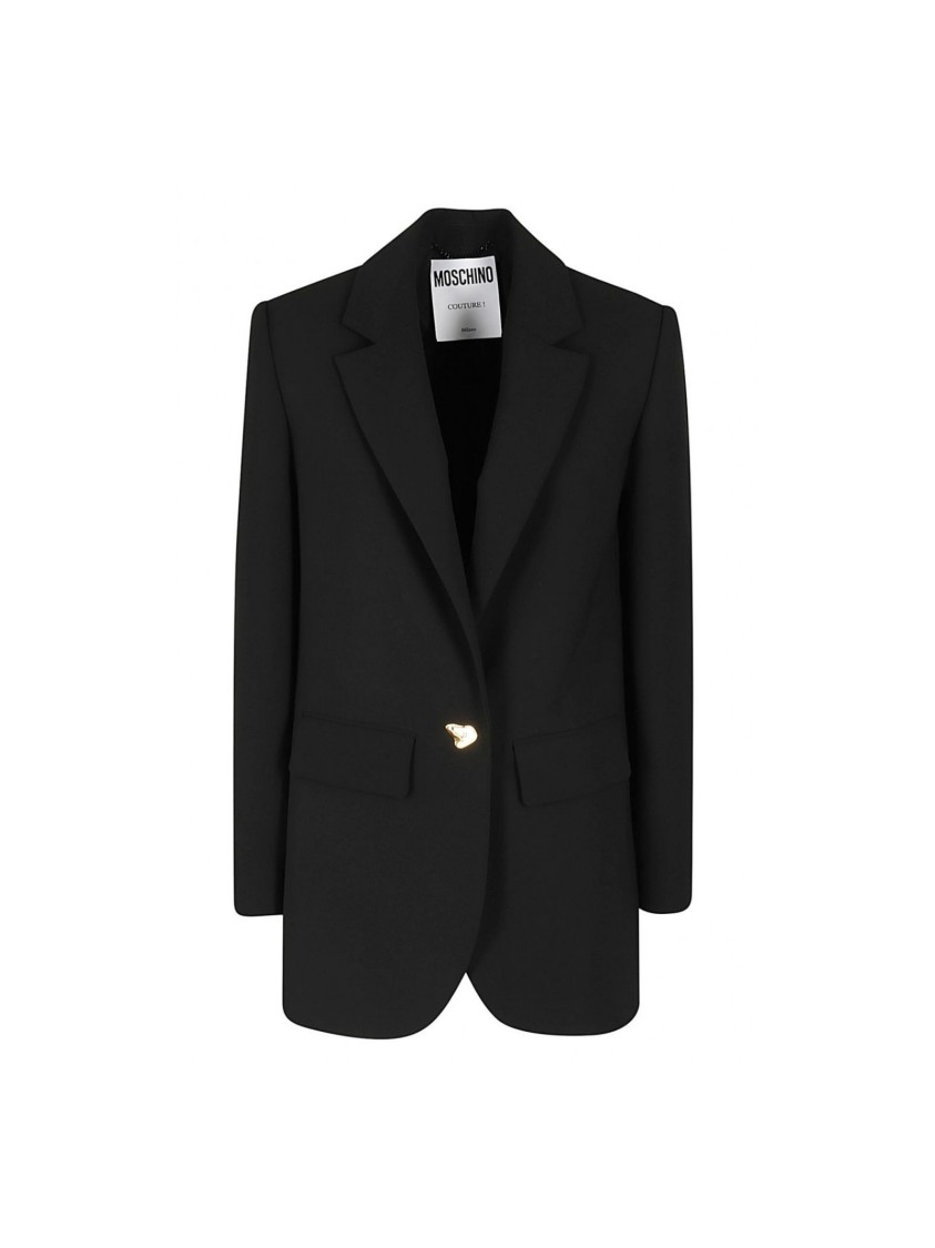 Moschino Single-breasted Blazer With Gold Button Closure In Black
