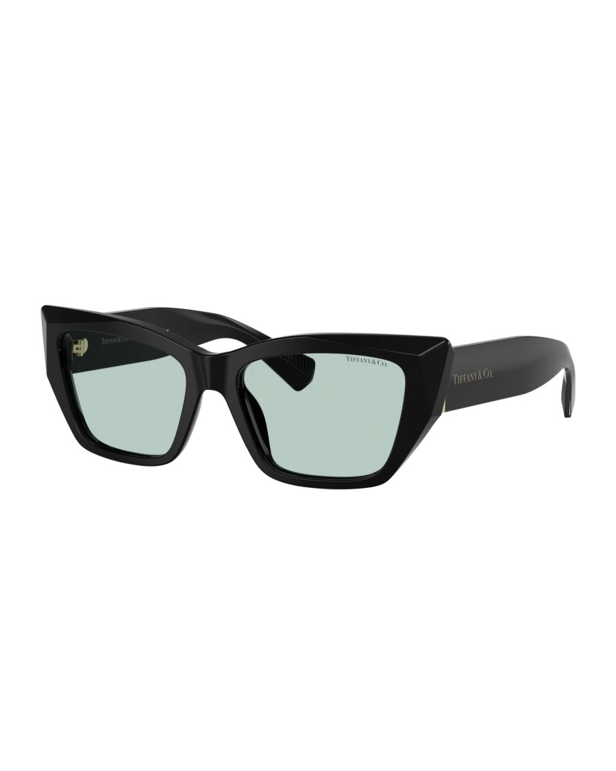 Tiffany & Co . Cat-eye Sunglasses With Light Azure Lenses In Black