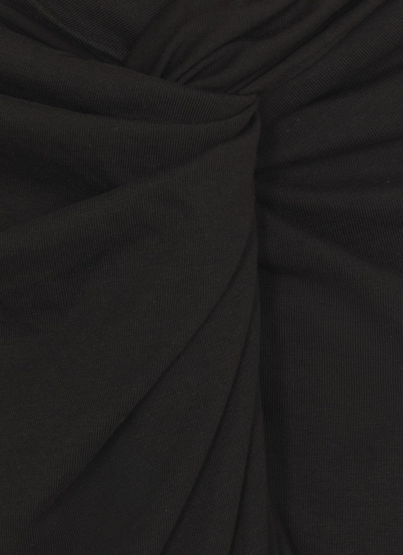 Dries Van Noten Knot Front Cotton Jersey Midi Skirt In Black
