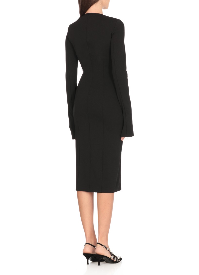 Attico Polyester Dress With Long Sleeves And Fitted Silhouette In Black