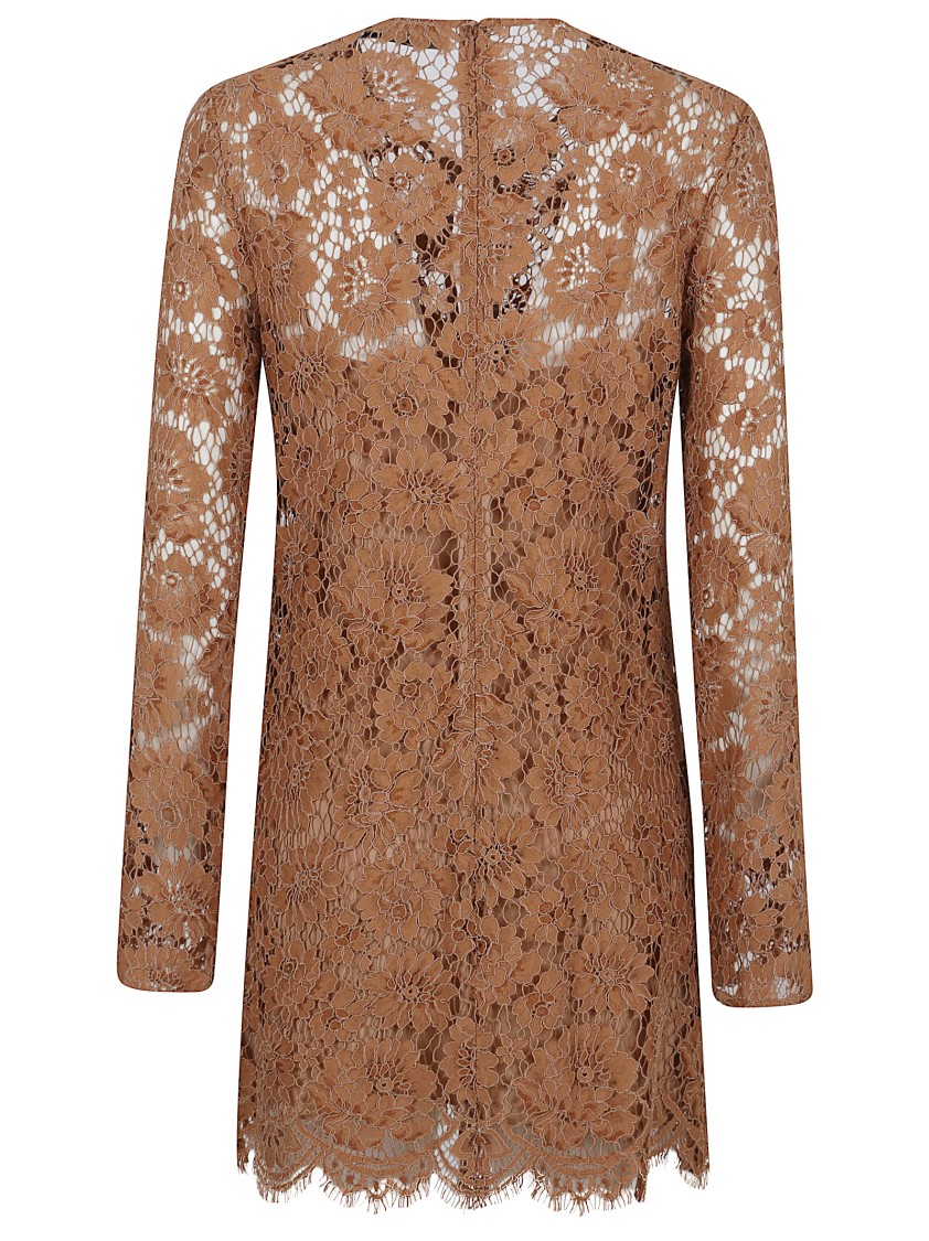 Shop Self-portrait Tan Lace Bow Mini Dress