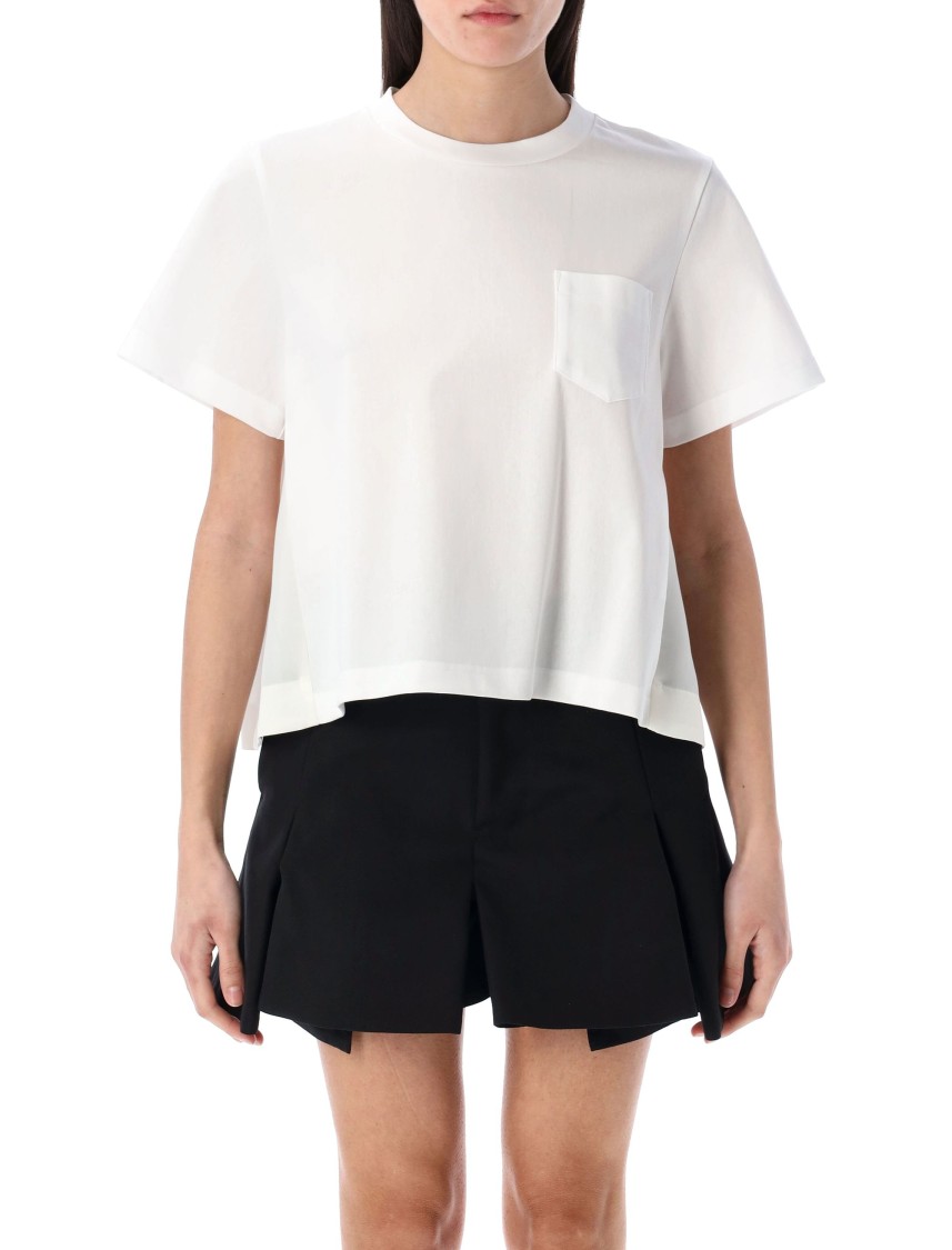 Shop Sacai Nylon Twill Mix Cotton Jersey T-shirt In White