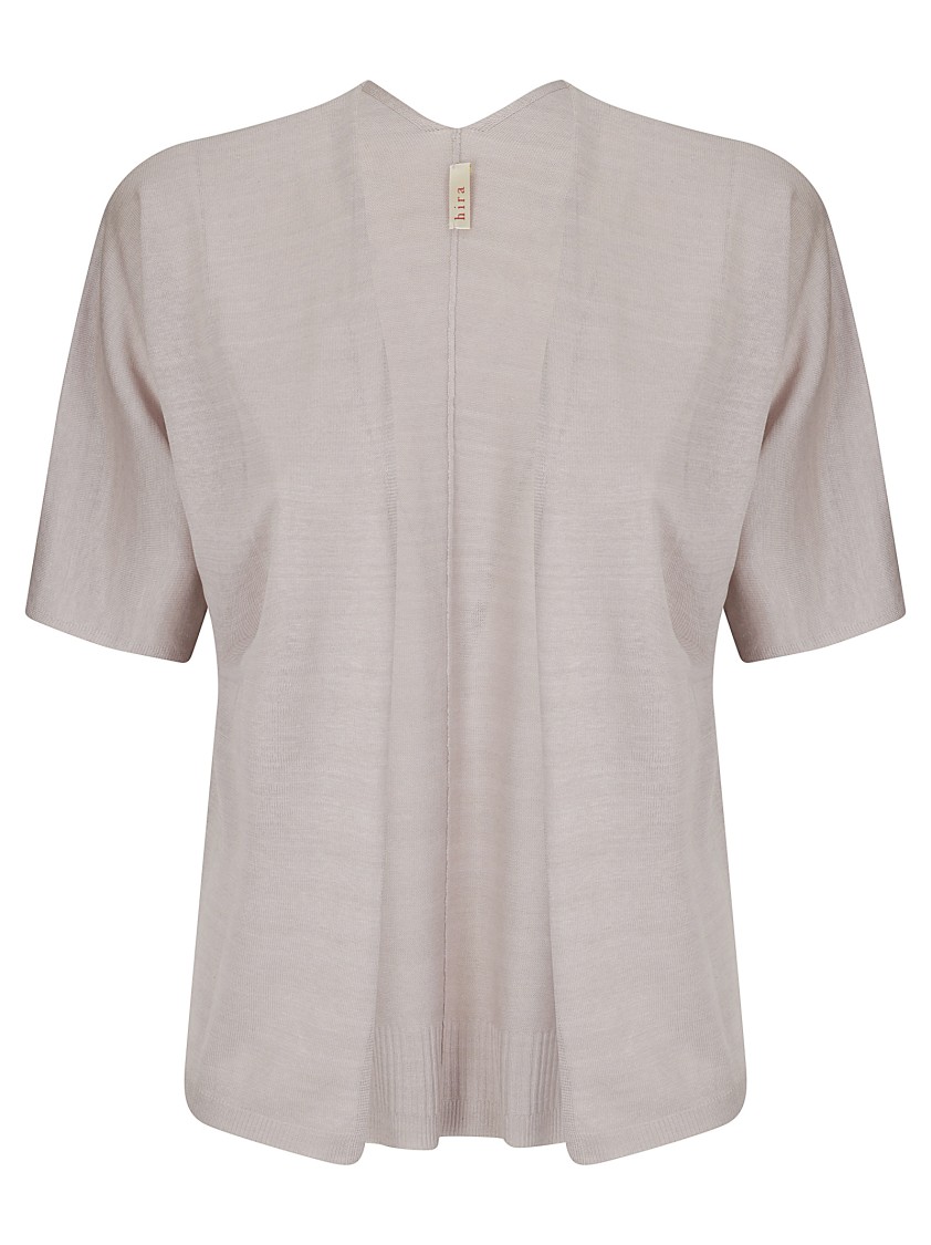Hira Short Sleeve Cardigan Without Closure In Gray