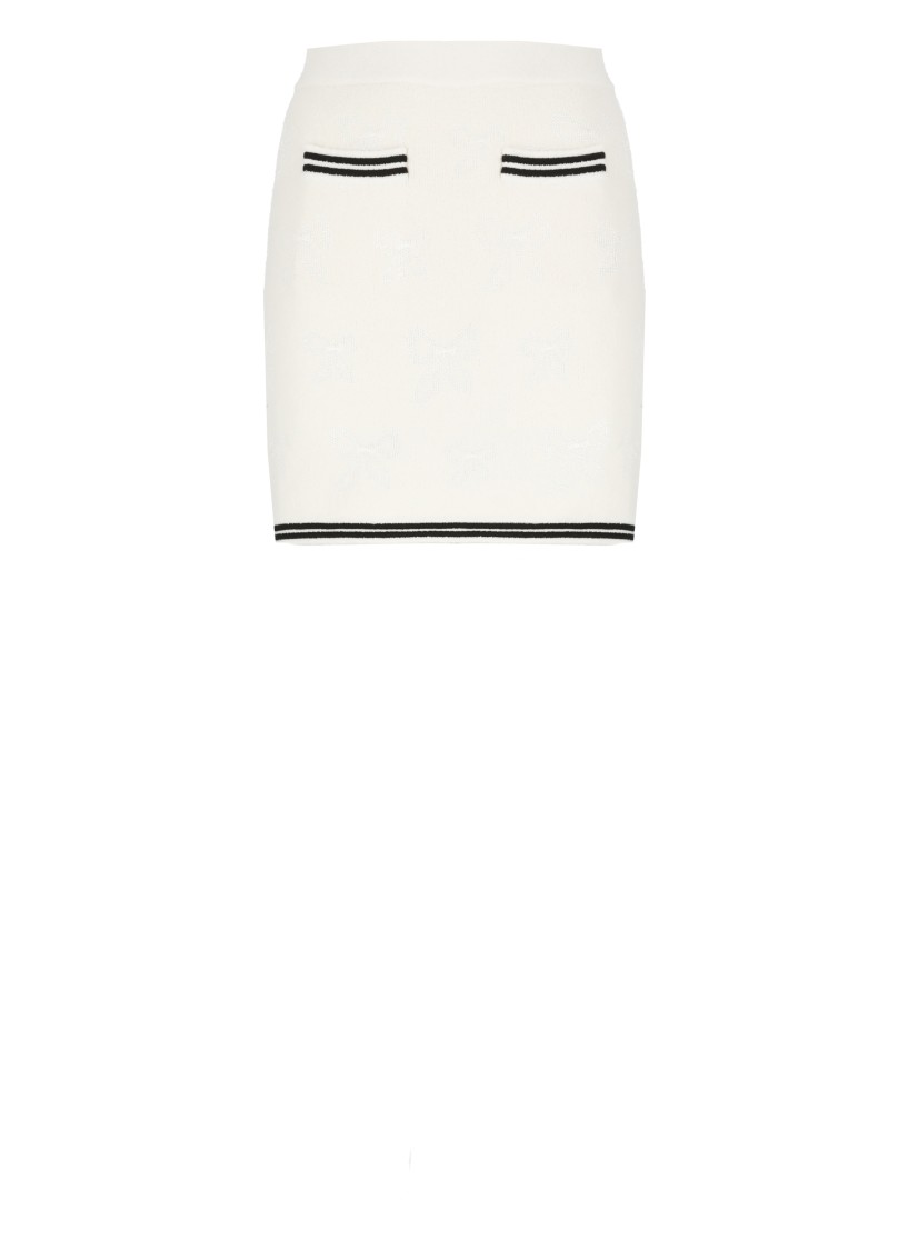 Self-portrait Self Portrait Women Ivory Bow Jacquard Knit Mini Skirt In Neutrals