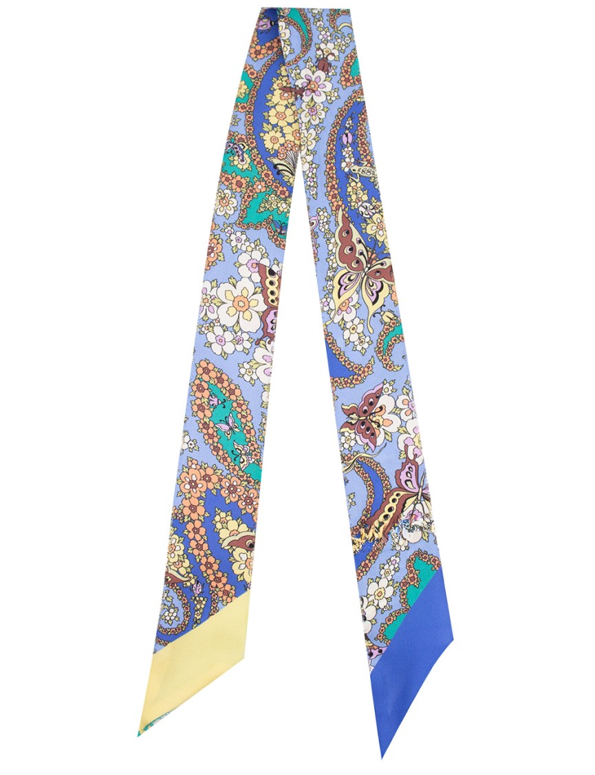 Etro Micro Paisley Silk Twill Scarf In Multicolor