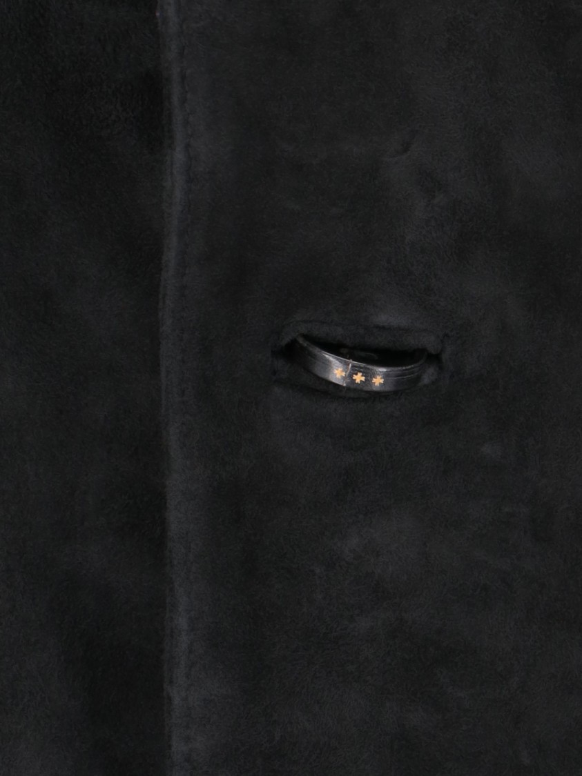 Tonywack Single-breasted Suede Jacket In Black Leather