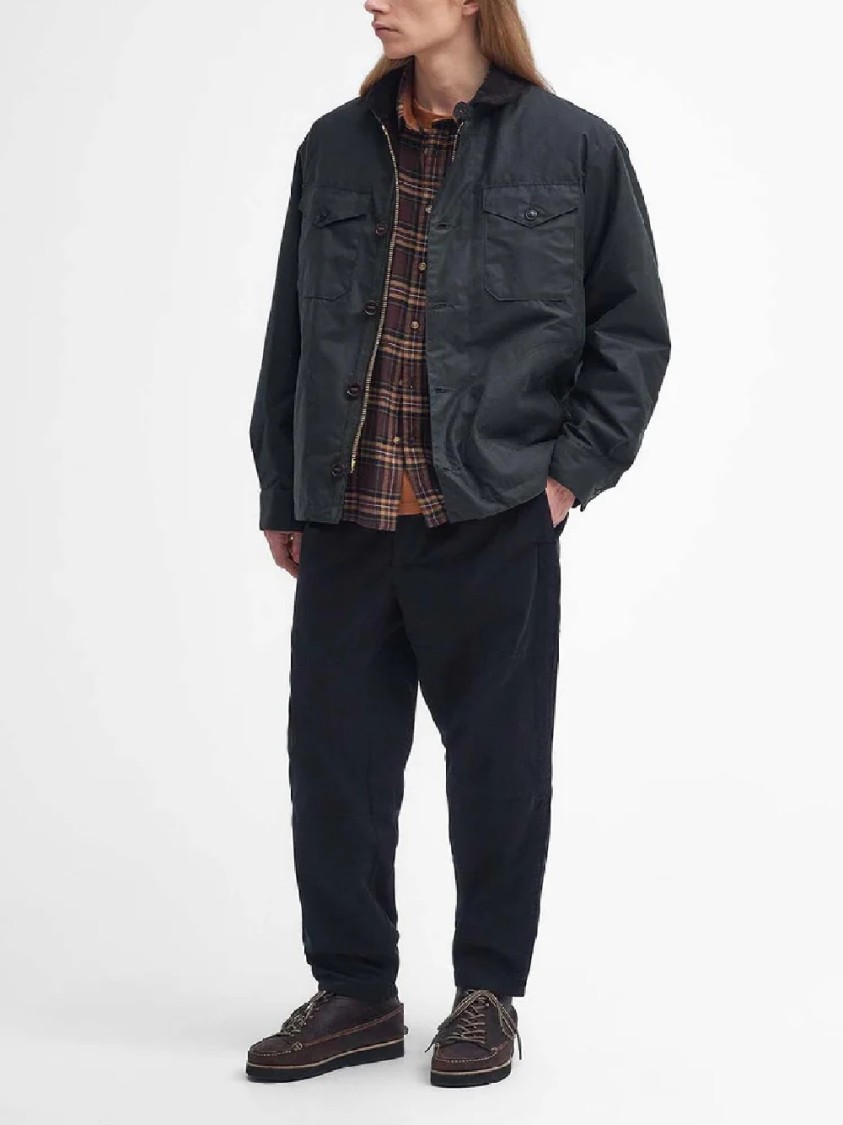 Barbour Bottle Green Embroidered Logo Jacket In Black