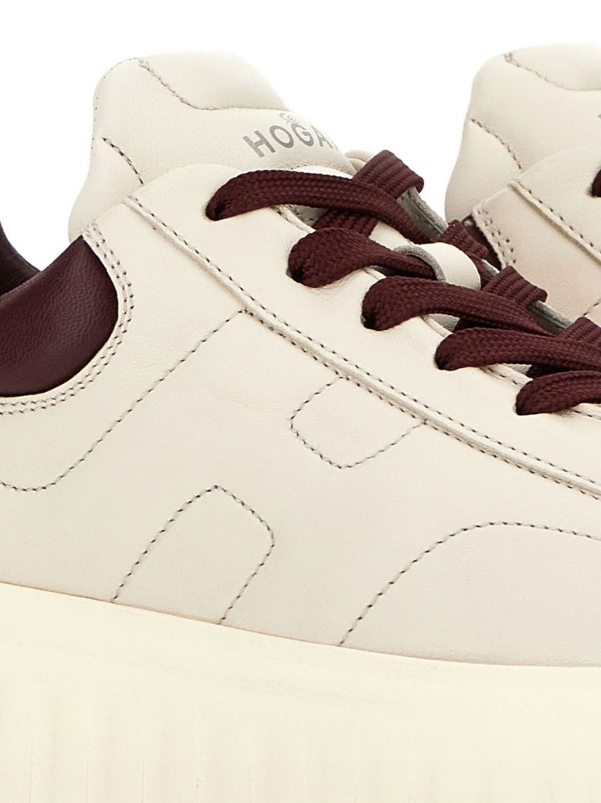 Hogan Platform Sneakers With Round Toe In Neutral
