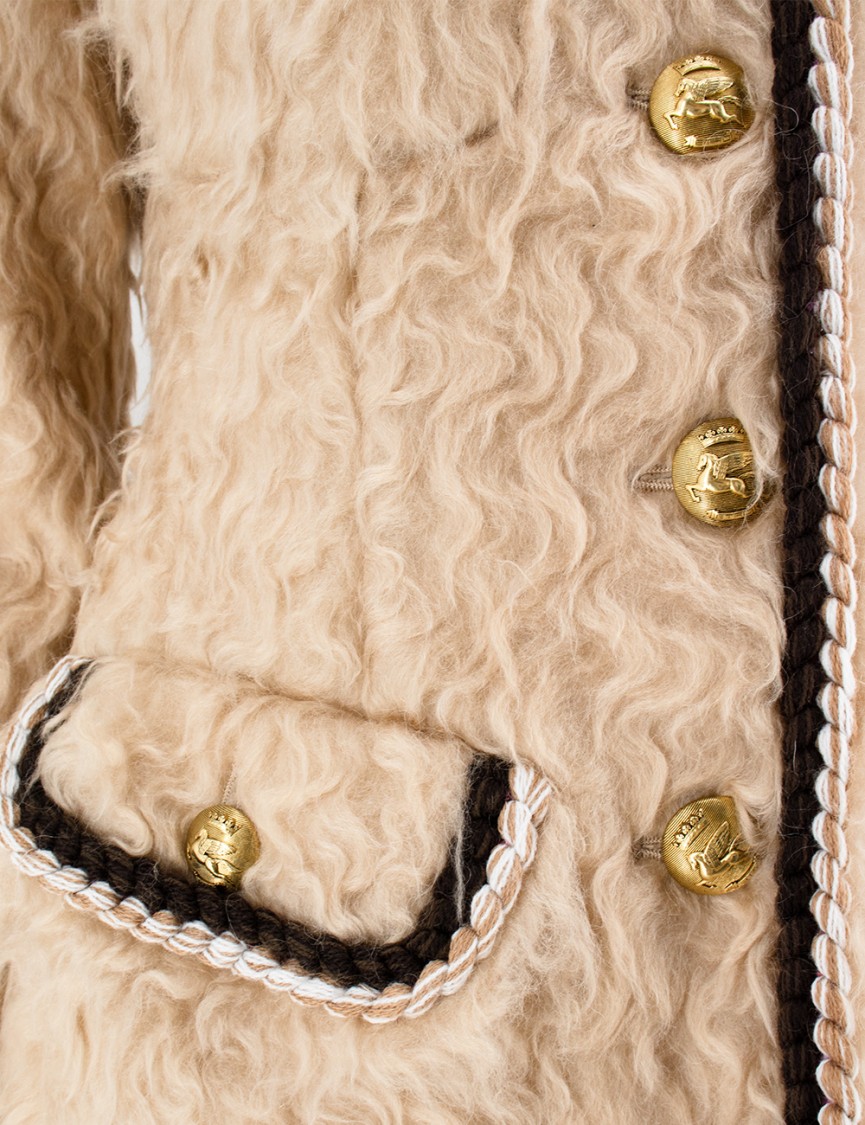Shop Etro Crewneck Jacket With Fur Effect