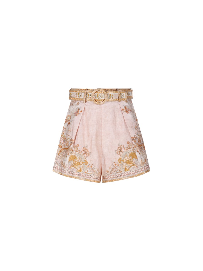 Shop Zimmermann Acacia Tuck Shorts In Pink