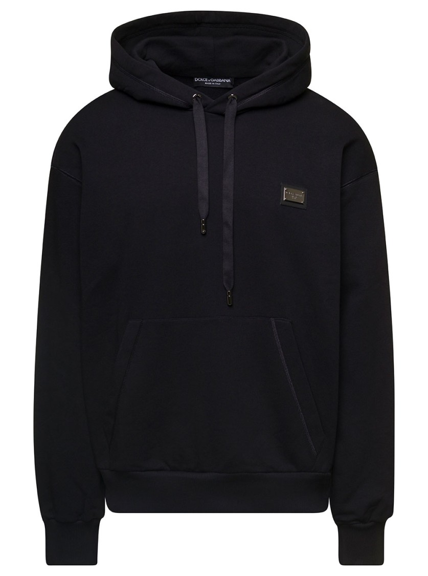 Shop Dolce & Gabbana Black Plated Logo Hoodie