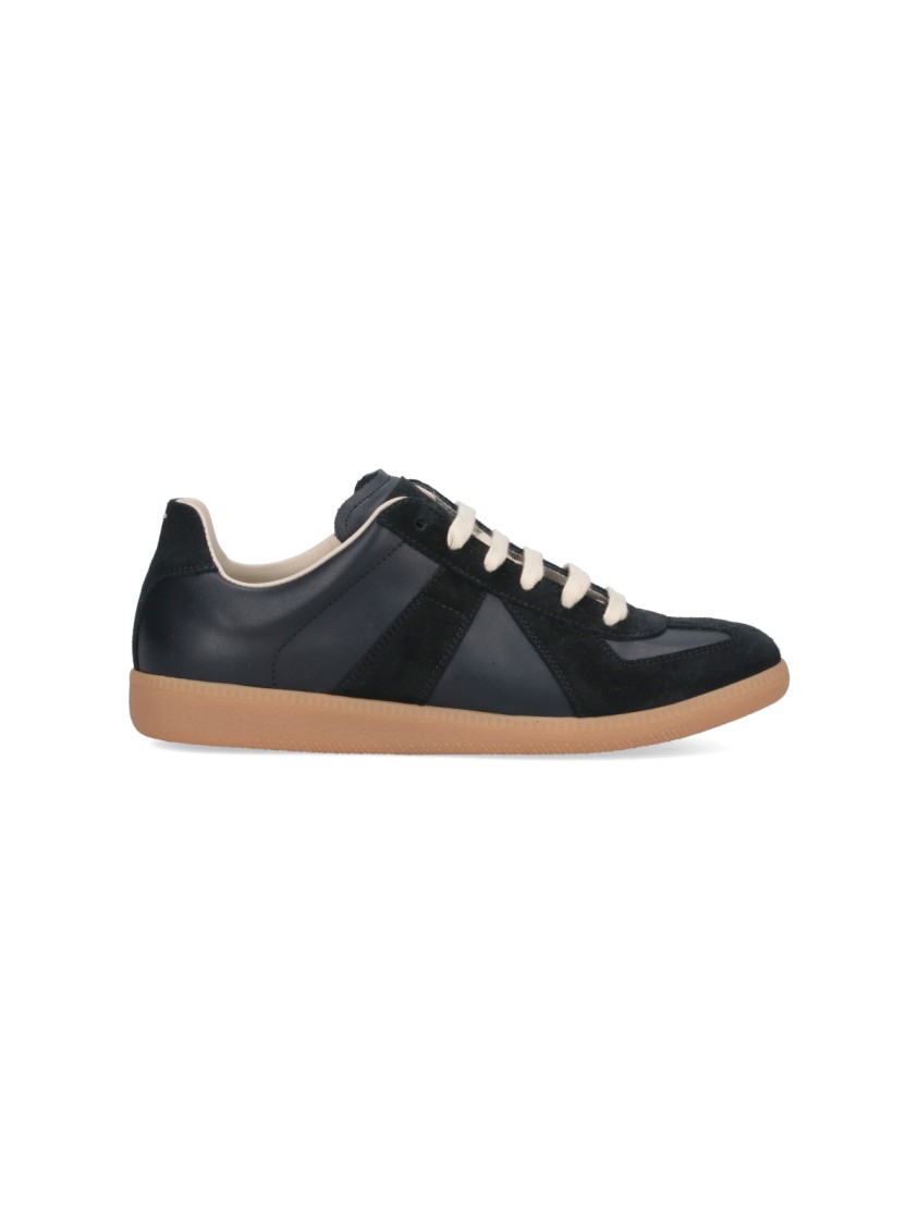 Maison Margiela Men Black Leather And Suede Replica Sneakers