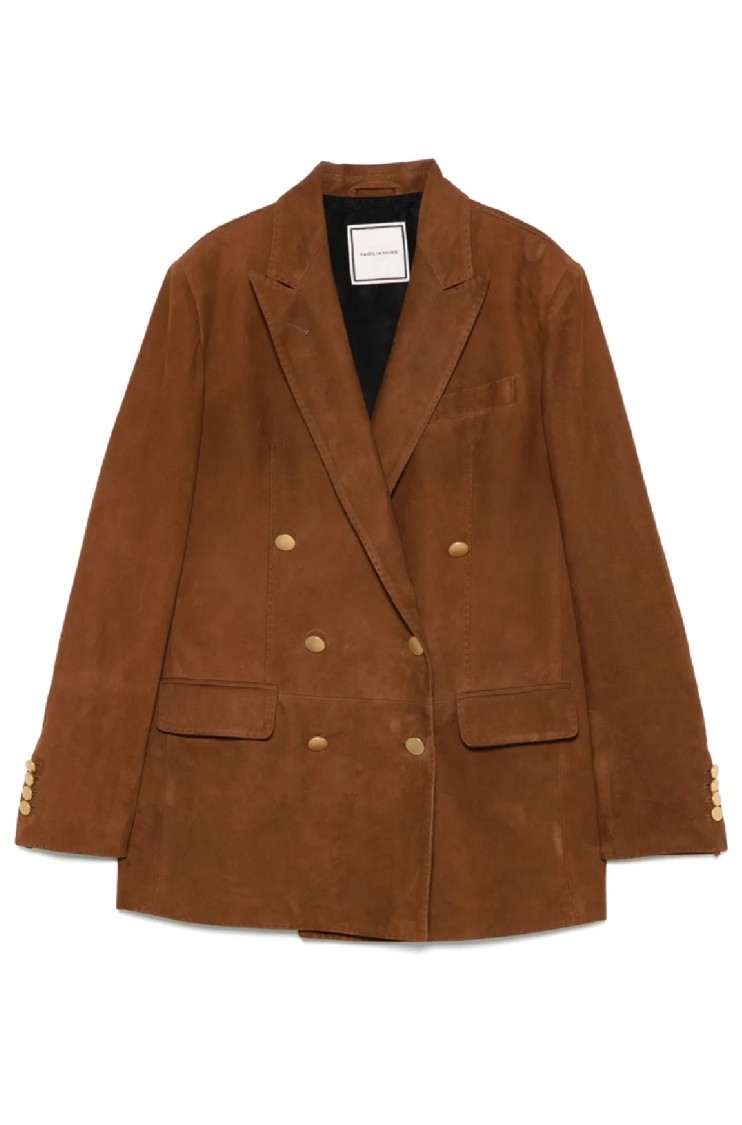 Tagliatore Cognac Tailored Lamb Leather Jacket With Gold-tone Buttons In Brown