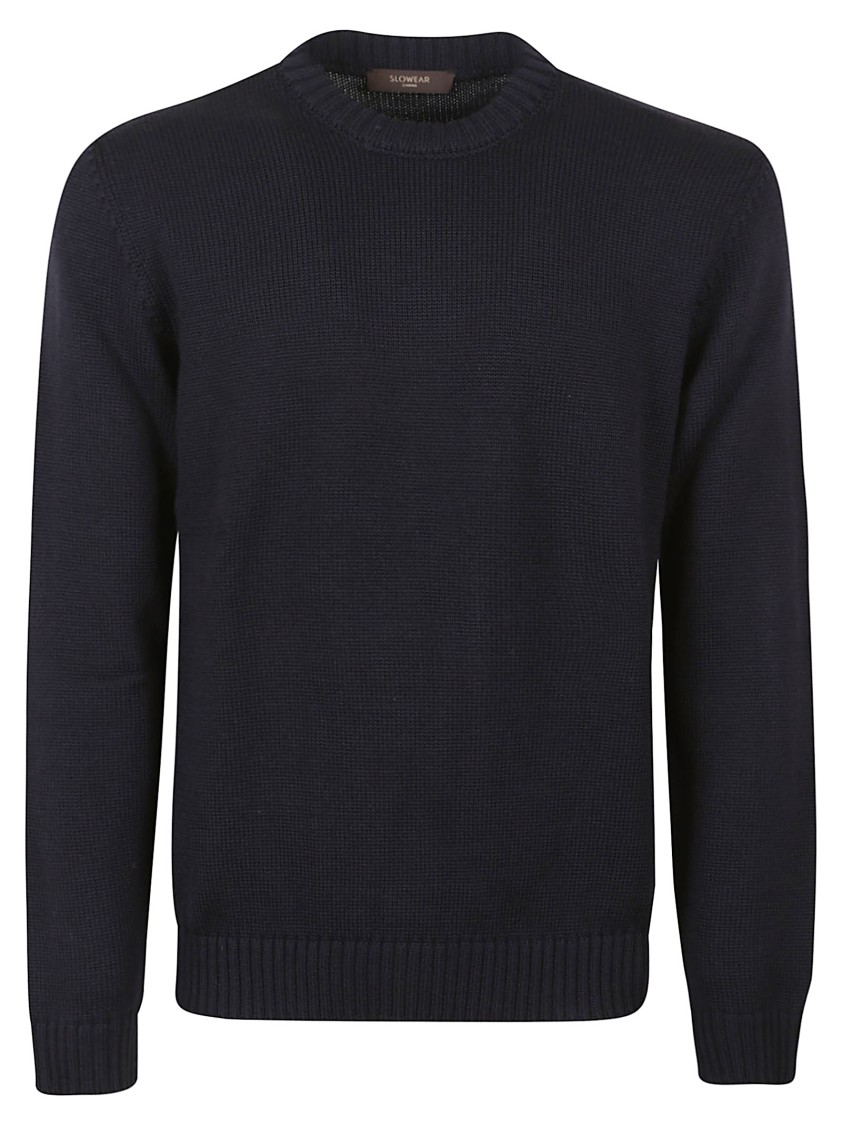 Zanone Textured Knit Wool Sweater With Ribbed Details In Blue