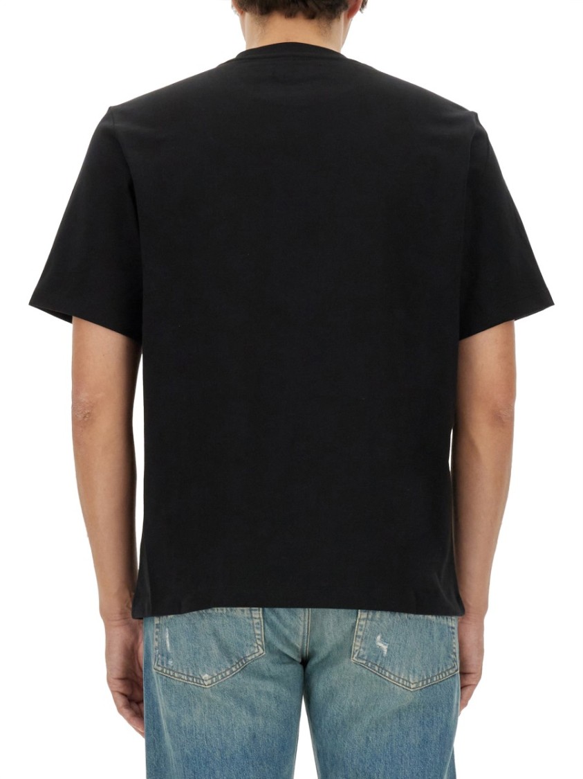 Amiri Black Crewneck T-shirt With Logo Lettering Print On The Front In Cotton Man In Black