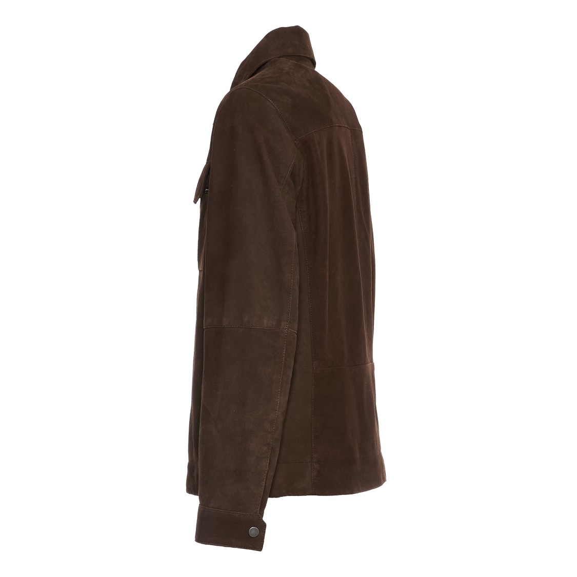 AMARANTO AMARANTO CACAO LEATHER JACKET WITH BUTTON-DOWN COLLAR