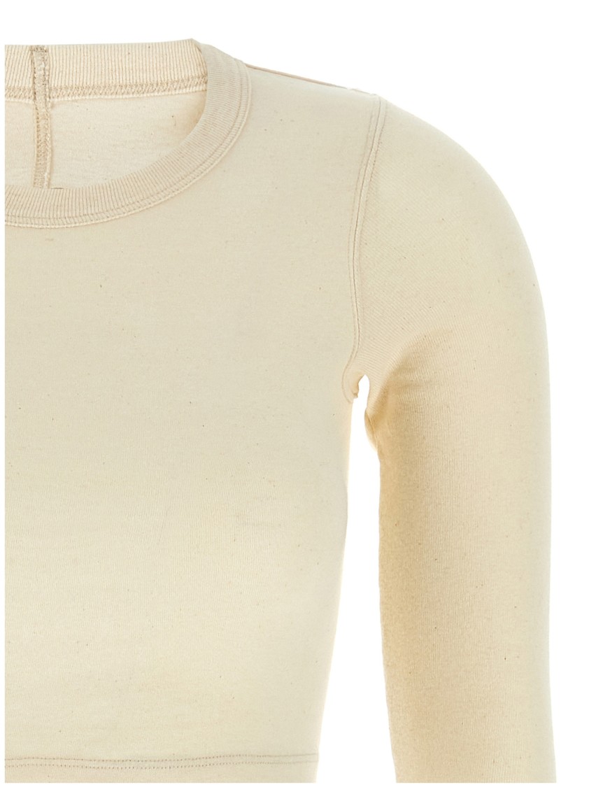 Rick Owens Ls Crop T T-shirt Beige In Neutral