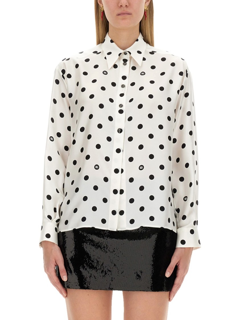 Shop Dolce & Gabbana Silk Twill Shirt In White