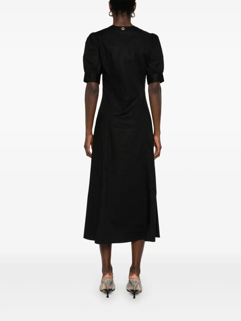 Twinset Twin-set Fitted Midi Dress With Deep V-neckline In Black