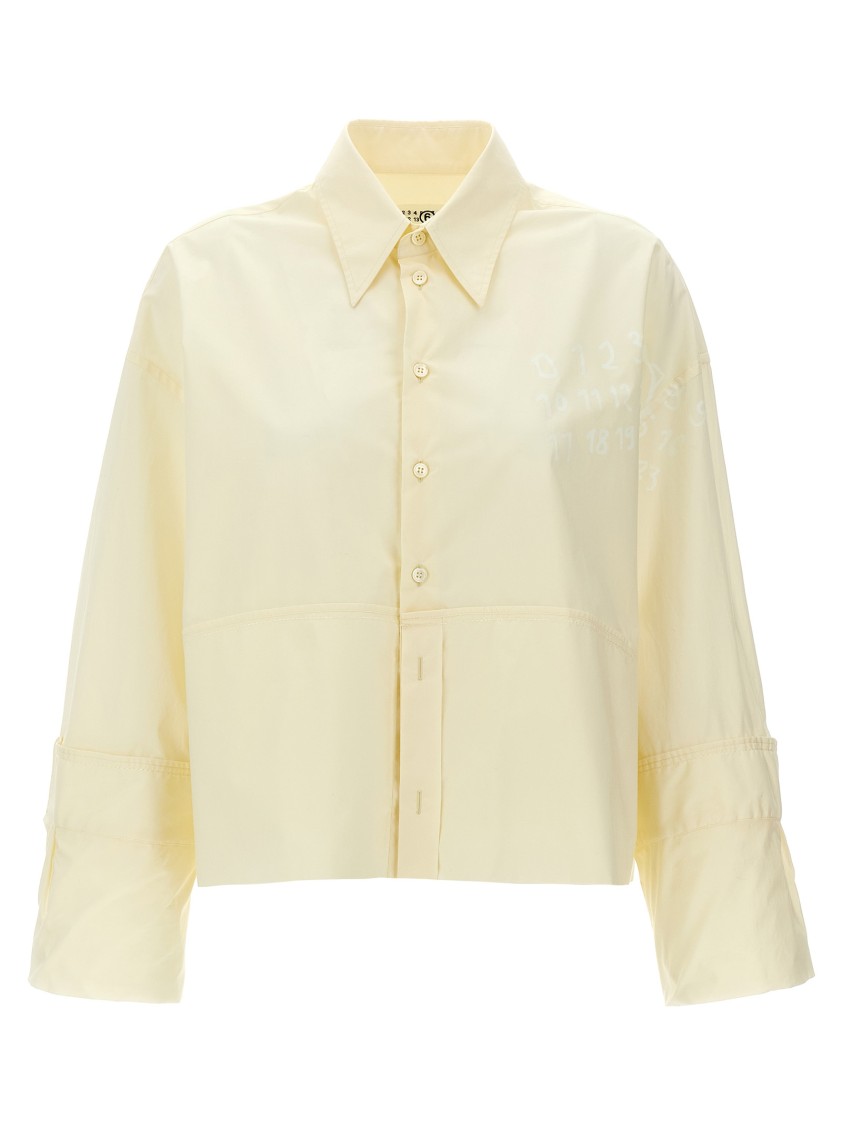Mm6 Maison Margiela Mm6 By Maison Margiela Cotton Shirt With Front Logo Print In Neutral
