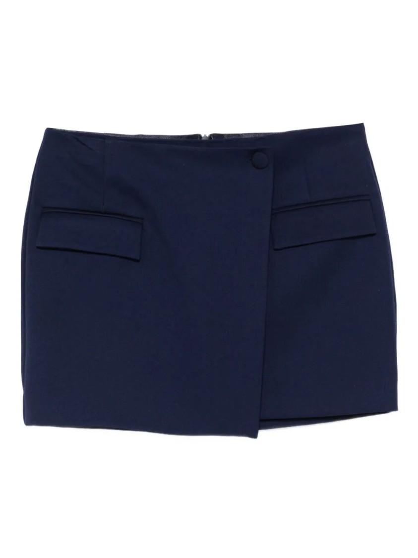 Patrizia Pepe Wrap-style Mini Skirt With Button Closure In Blue