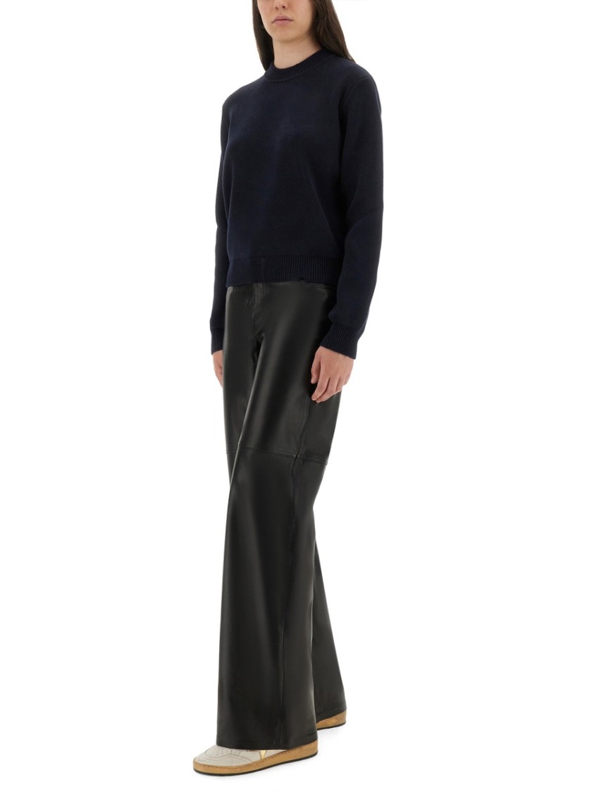 Golden Goose Cotton Jersey Crew Neck Long Sleeves In Black