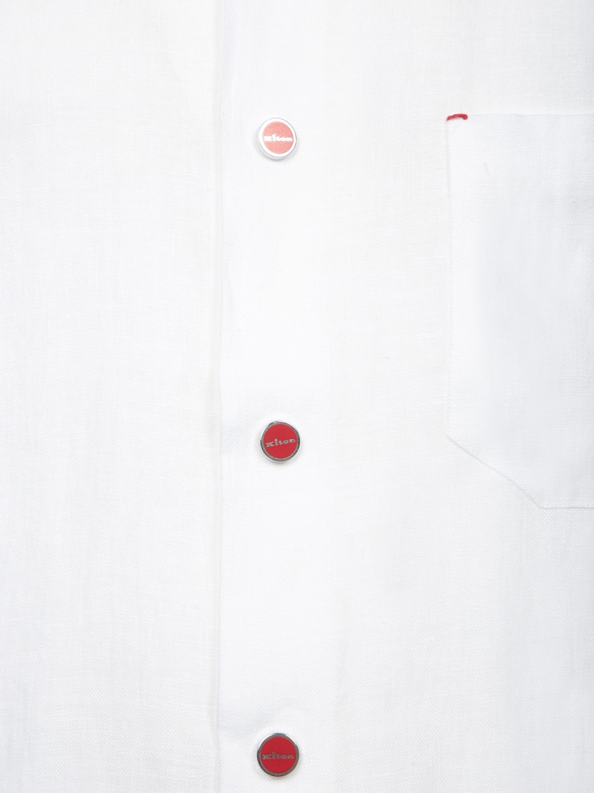 Shop Kiton Button-down White Shirt Crafted From Linen