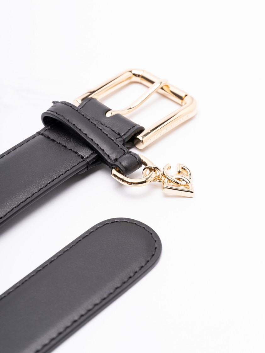 Dolce & Gabbana Calf Leather Belt In Black