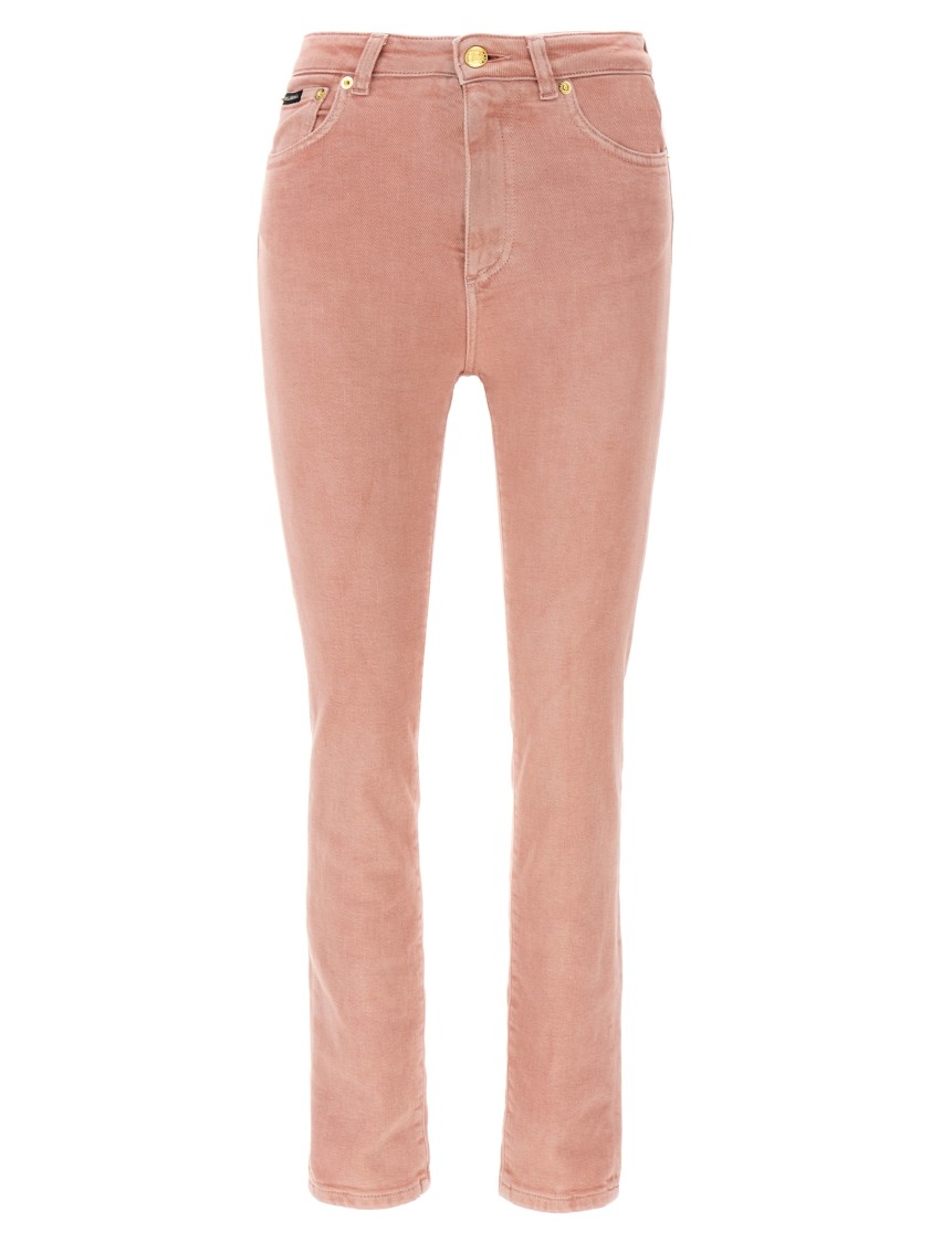 Dolce & Gabbana Artisanal Stretch Denim High-waist Jeans In Pink
